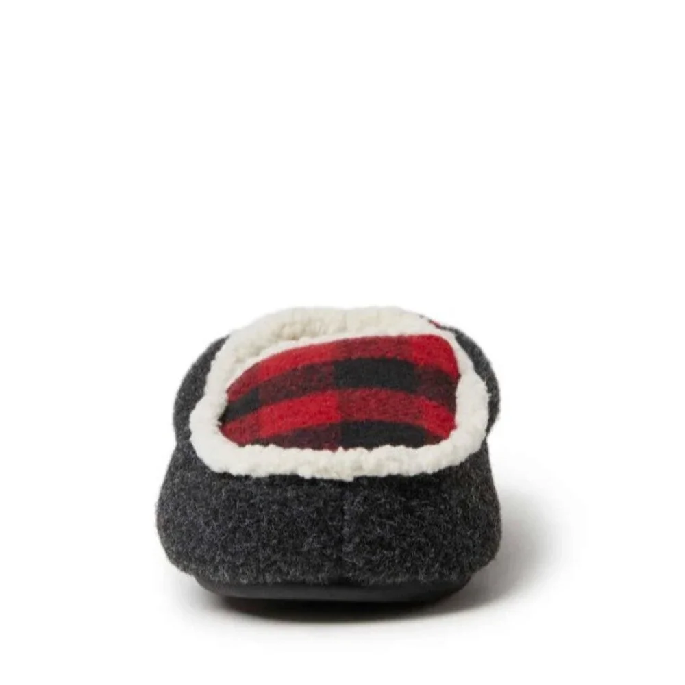 Dearfoams Slipper  Unisex Kids 11/12  NWT  Hunter Microwool Moccasin  Red Plaid